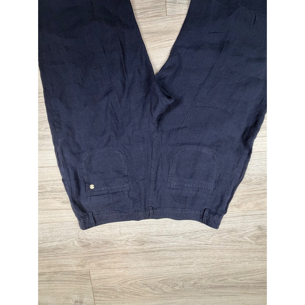 Lilly Pulitzer Breeta Navy Blue 100% Linen Wide Leg Trousers‎ Pants Womens 16 - Picture 9 of 10